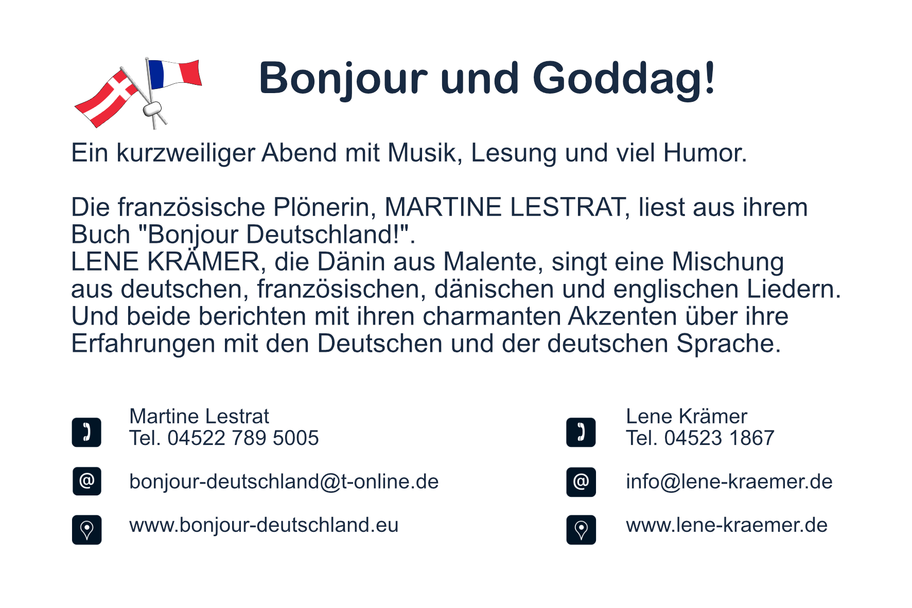 Bonjour und Goddag